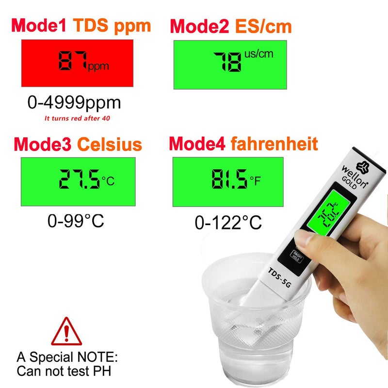 WELLON TDS meter 5G and PH Meter combo, tds and ph testers for water testing with Buffer Powder - Image 4