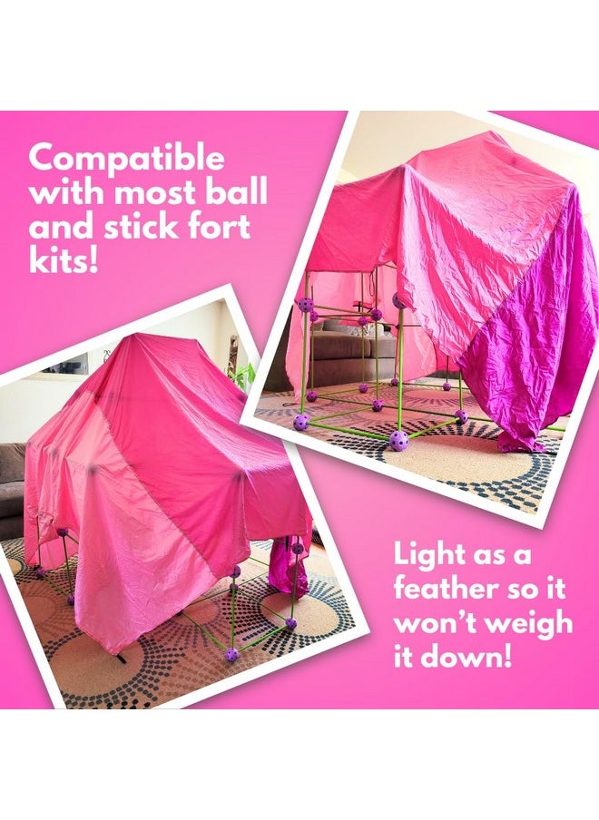 Pickle & Olive Pickle & Olive ez clipz- Kids Fort Building Kit- Large Blanket and Clips to Attach to Furniture-Best Gift for Children (Pink/Purple)  - Image 2