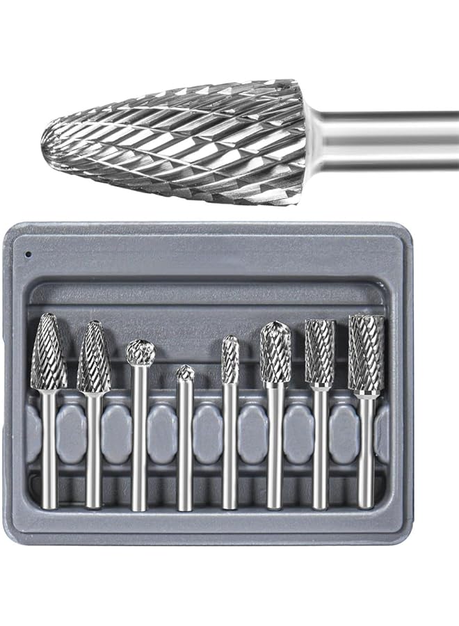 erorex Carbide Burr Set 1 4 Inch Shank 8Pc Die Grinder Bits Carbide Rotary Burr Set Compatible For Dremel For Metal Wood Carving Engraving Polishing Drilling - Image 2