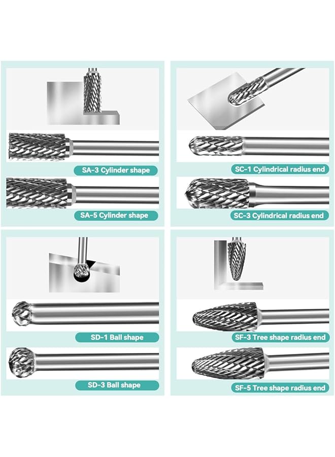 erorex Carbide Burr Set 1 4 Inch Shank 8Pc Die Grinder Bits Carbide Rotary Burr Set Compatible For Dremel For Metal Wood Carving Engraving Polishing Drilling - Image 5