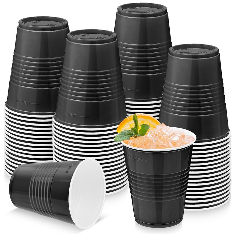 Kochorie 50 Pack Black Disposable Plastic Cups 12 Ounce Drinking Party Cups Bulk Party Cups for Wedding Birthday Graduation Christmas Parties  Picnics Events - Image 1