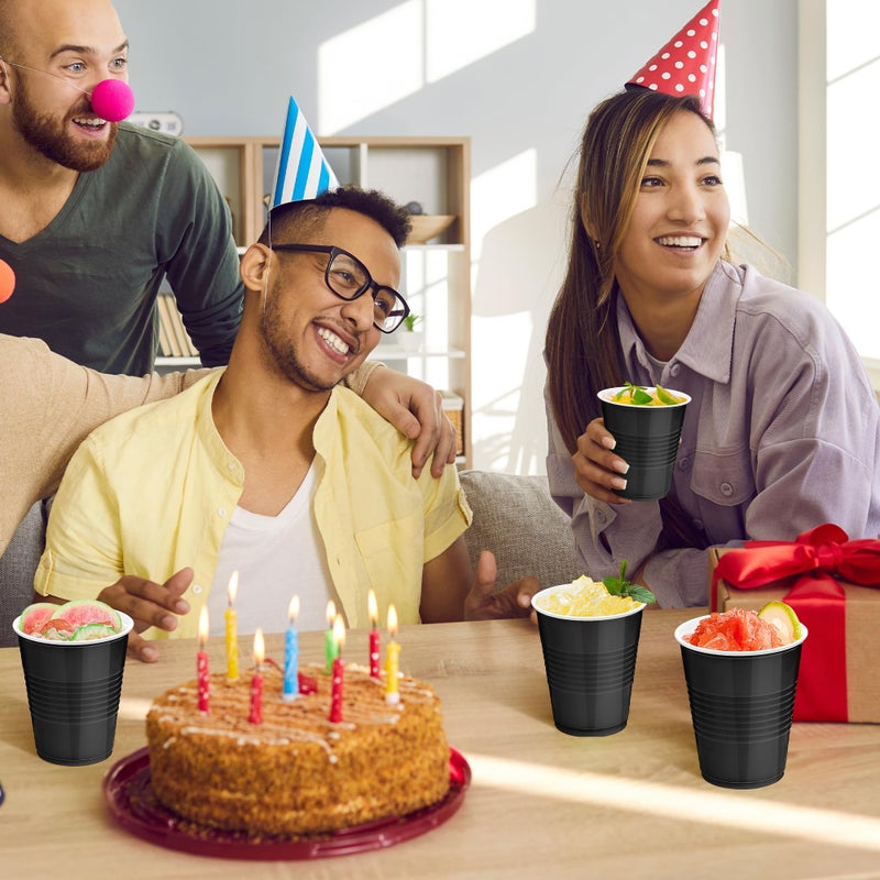 Kochorie 50 Pack Black Disposable Plastic Cups 12 Ounce Drinking Party Cups Bulk Party Cups for Wedding Birthday Graduation Christmas Parties  Picnics Events - Image 5