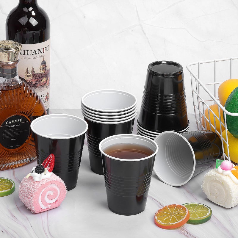 Kochorie 50 Pack Black Disposable Plastic Cups 12 Ounce Drinking Party Cups Bulk Party Cups for Wedding Birthday Graduation Christmas Parties  Picnics Events - Image 4