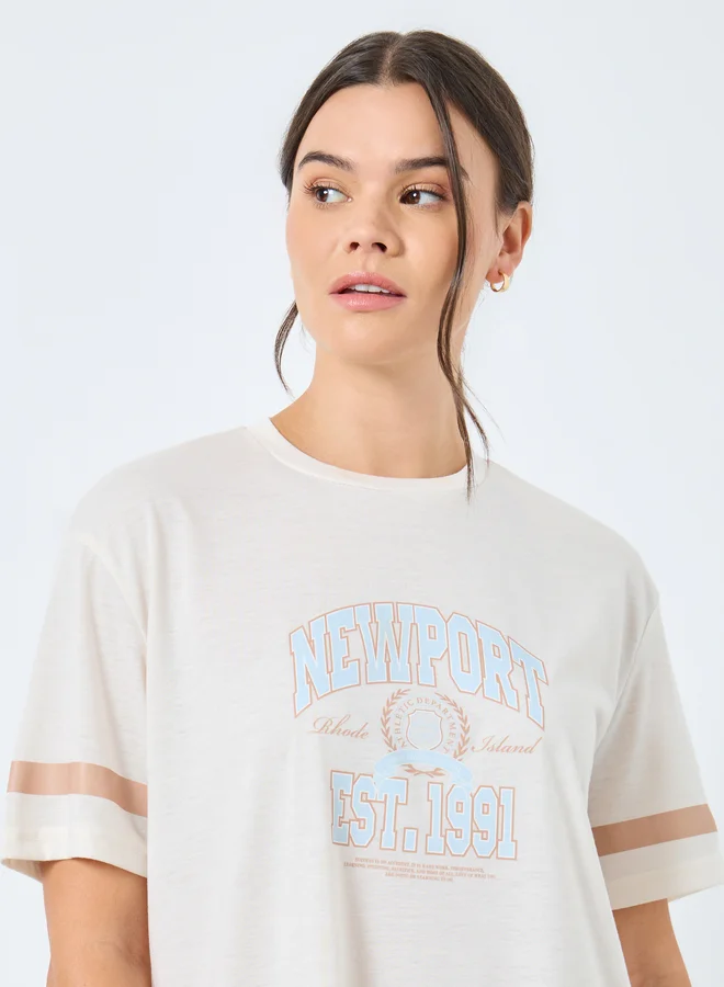 Styli Styli Newport Graphic Stripe Print Sleep T-Shirt Dress
