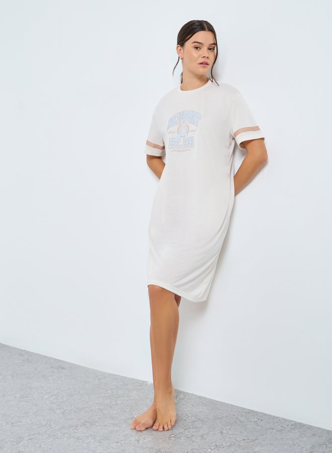 Styli Newport Graphic Stripe Print Sleep T-Shirt Dress - Image 1