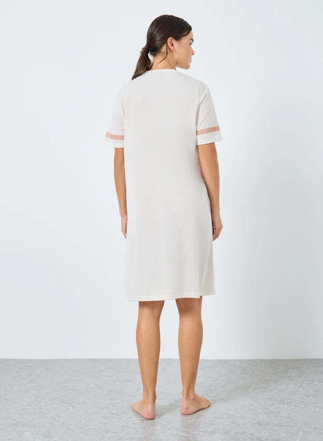 Styli Styli Newport Graphic Stripe Print Sleep T-Shirt Dress