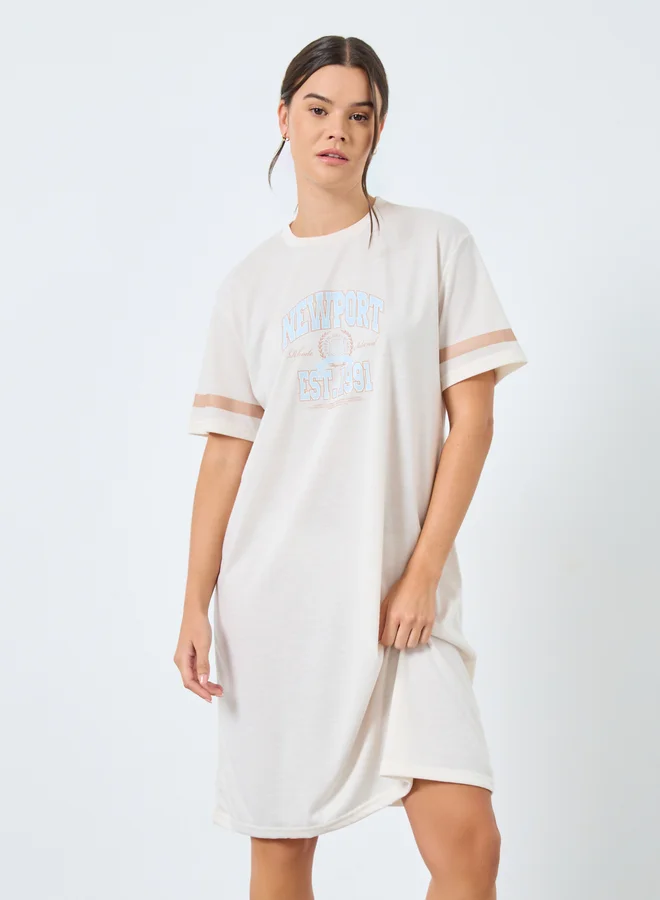 Styli Styli Newport Graphic Stripe Print Sleep T-Shirt Dress