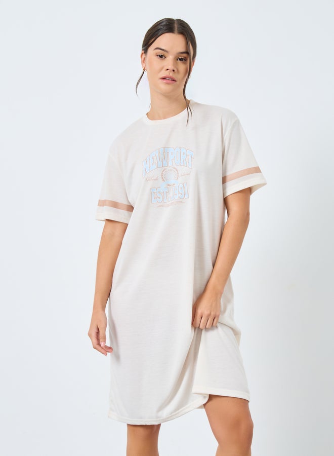 Styli Newport Graphic Stripe Print Sleep T-Shirt Dress - Image 2