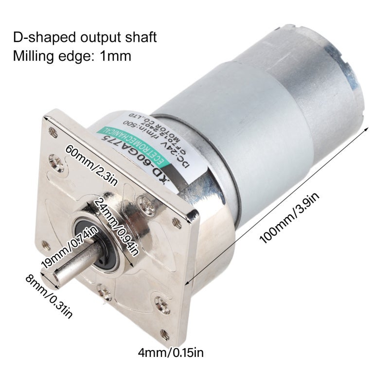 XD DC Gear Motor 35W 12V-24V Low Speed High Torque - Metal Gear Pure Copper Coil Long Serving Life for Home Automation Office Automation - Image 2