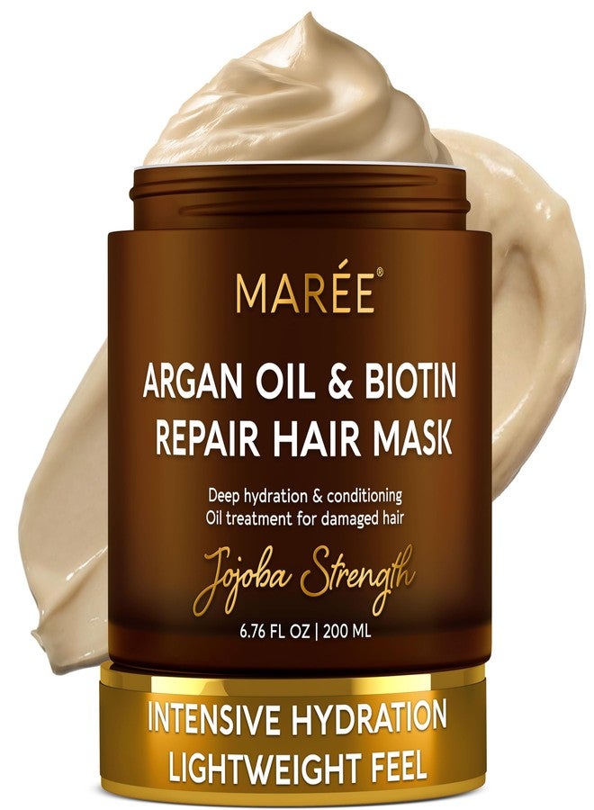 MAREE Deep Conditioning Hair Mask for Damaged Hair – Argan Oil & Biotin Jojoba Hair Treatment – Hair Repair Mask for Dry, Curly, Frizzy Color-Treated Hair Care – Mascarilla Para el Cabello Hidratante - Image 1