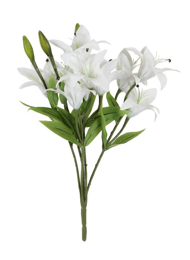 Fourwalls Artificial Real Touch Lily Flower Bunch (15 cm x 15 cm x 55 cm, White) - Image 2