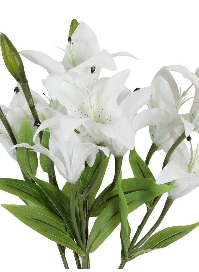 Fourwalls Artificial Real Touch Lily Flower Bunch (15 cm x 15 cm x 55 cm, White) - Image 3