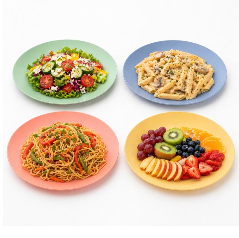 TarHong 10 Inch Polypropylene Dinner Plates Set of 4, Shatter-Resistant Microwave Dishwasher Safe Plates, Lightweight Reusable Indoor Outdoor Dinnerware, Stackable Flat Plates Assorted Colors - Image 2
