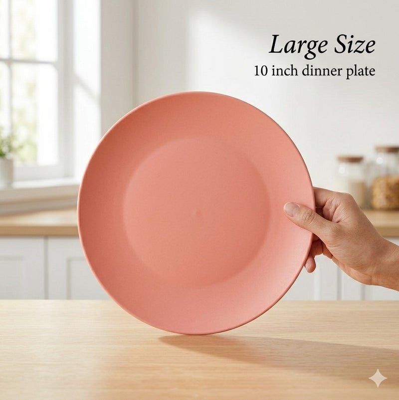 TarHong 10 Inch Polypropylene Dinner Plates Set of 4, Shatter-Resistant Microwave Dishwasher Safe Plates, Lightweight Reusable Indoor Outdoor Dinnerware, Stackable Flat Plates Assorted Colors - Image 3