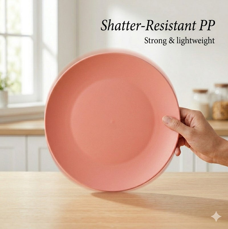 TarHong 10 Inch Polypropylene Dinner Plates Set of 4, Shatter-Resistant Microwave Dishwasher Safe Plates, Lightweight Reusable Indoor Outdoor Dinnerware, Stackable Flat Plates Assorted Colors - Image 5