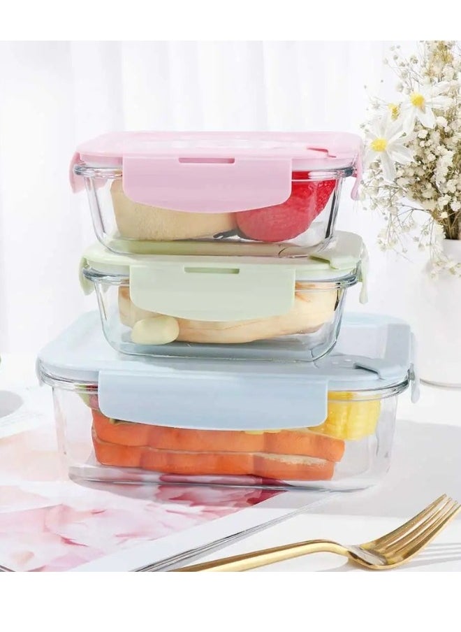 FALMER - Premium Glass Food Storage Container Set – 3 Pieces (3 Containers and 3 Lids) – BPA Free - Image 1
