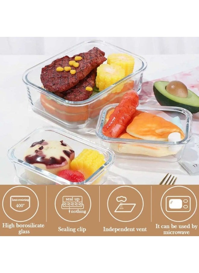 FALMER - Premium Glass Food Storage Container Set – 3 Pieces (3 Containers and 3 Lids) – BPA Free - Image 1