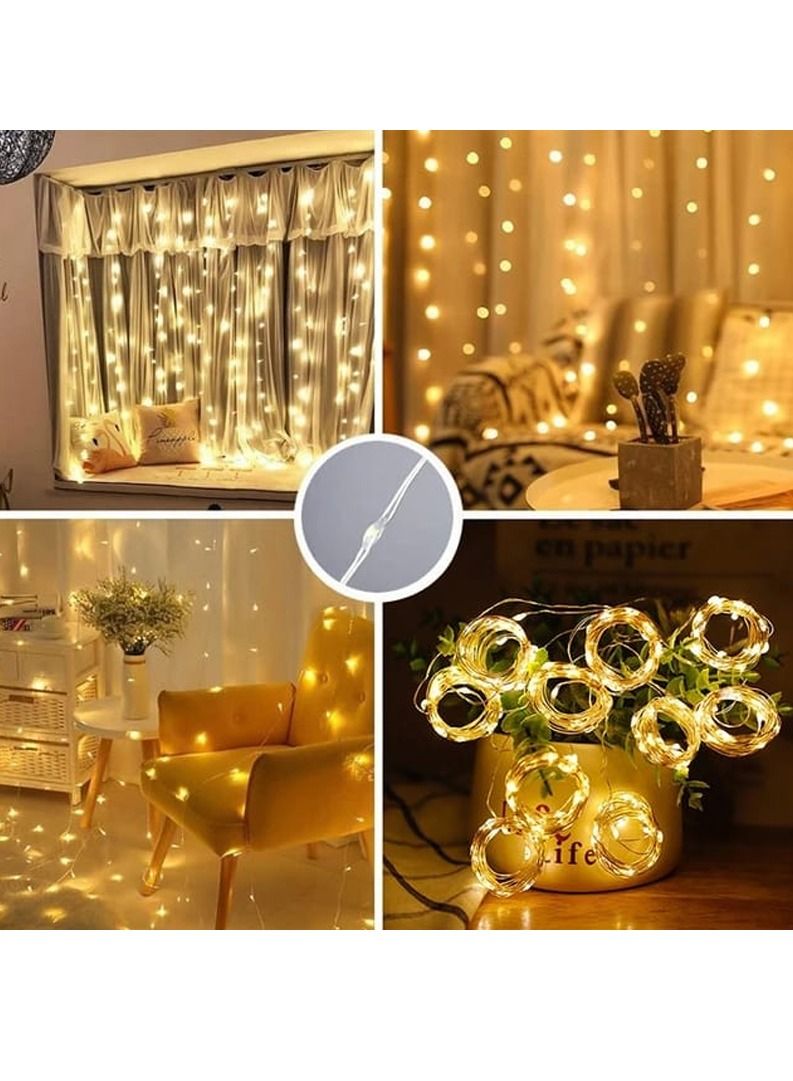 DubaiGallery 12 Ball Sparkling Curtain String Lights, 8 Modes Fairy Globe Curtain Lights Wedding Party Home Garden Bedroom Outdoor Indoor Wall Decor, Warm White (Wish Ball Light) - Image 3