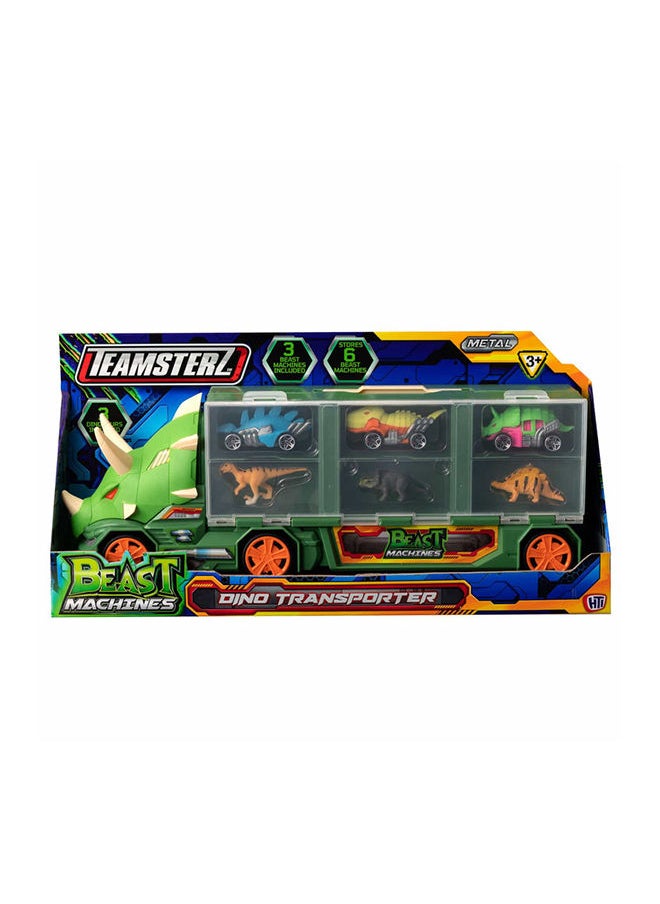 TEAMSTERZ - Beast Machine Dino Transporter Playset – Durable Triceratops-Themed Transporter with 3 Cars & 3 Dinosaur Figures, Engages Motor Skills, Portable & Interactive Play, Perfect for Boys Aged 3+ - Image 1