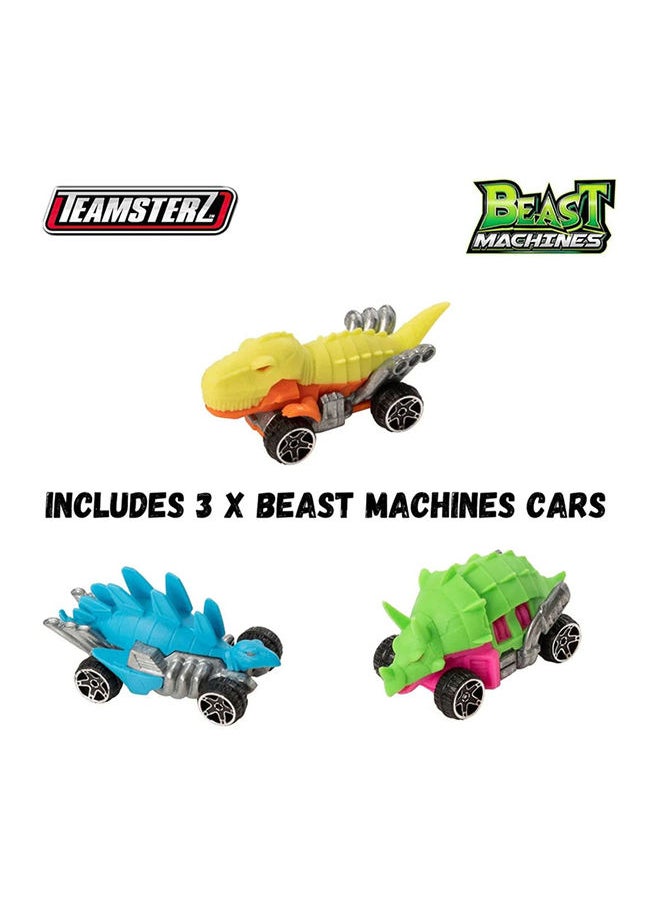 TEAMSTERZ - Beast Machine Dino Transporter Playset – Durable Triceratops-Themed Transporter with 3 Cars & 3 Dinosaur Figures, Engages Motor Skills, Portable & Interactive Play, Perfect for Boys Aged 3+ - Image 1
