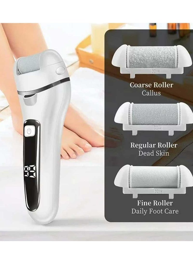 Bosidin Electric Feet Callus Remover, Rechargeable Portable Electronic Foot Care Set With LCD Display, Feet Dead Skin Remover White - Image 2