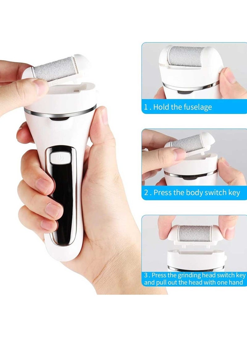 Bosidin Electric Feet Callus Remover, Rechargeable Portable Electronic Foot Care Set With LCD Display, Feet Dead Skin Remover White - Image 5