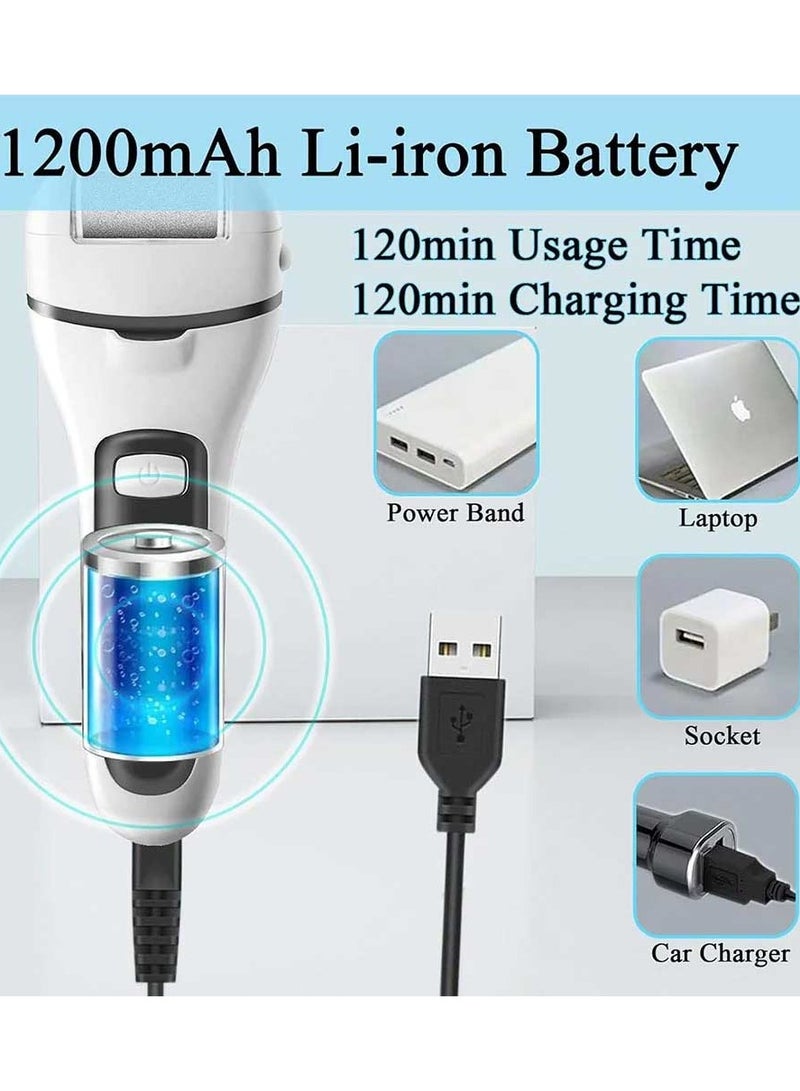 Bosidin Electric Feet Callus Remover, Rechargeable Portable Electronic Foot Care Set With LCD Display, Feet Dead Skin Remover White - Image 3