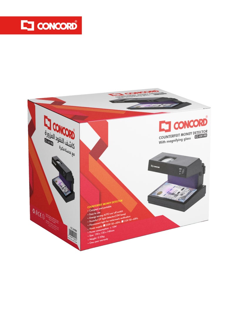 كونكورد كاشف نقود بالأشعة فوق البنفسجية مع عدسة مكبرة، مدقق نقود - Image 3