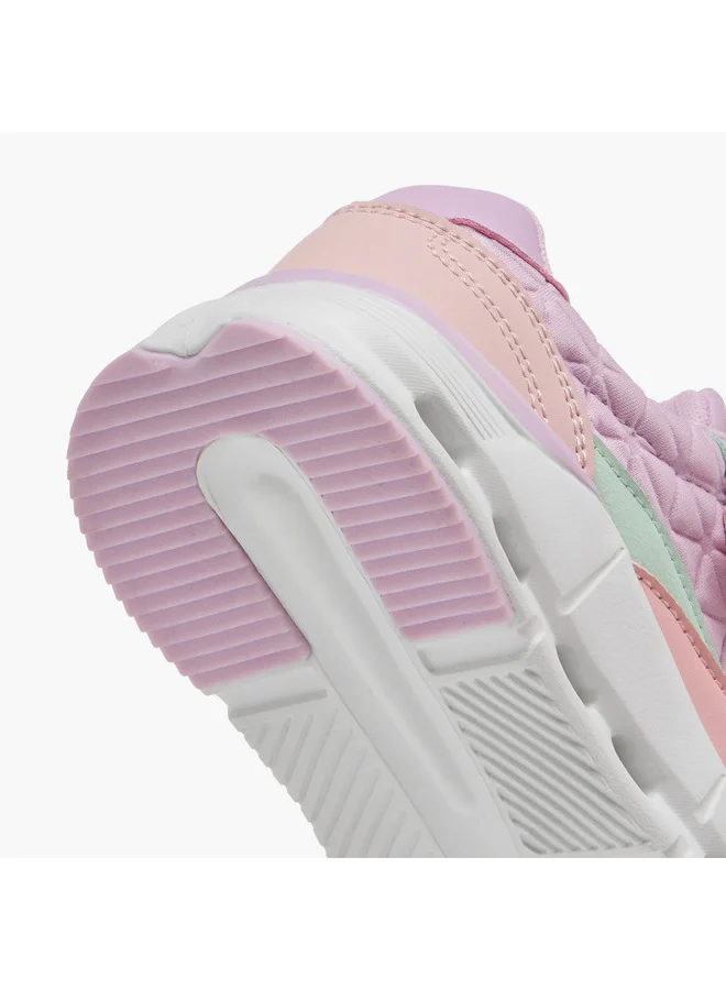 Little Missy Girls Panelled Sneakers with Hook and Loop Closure
