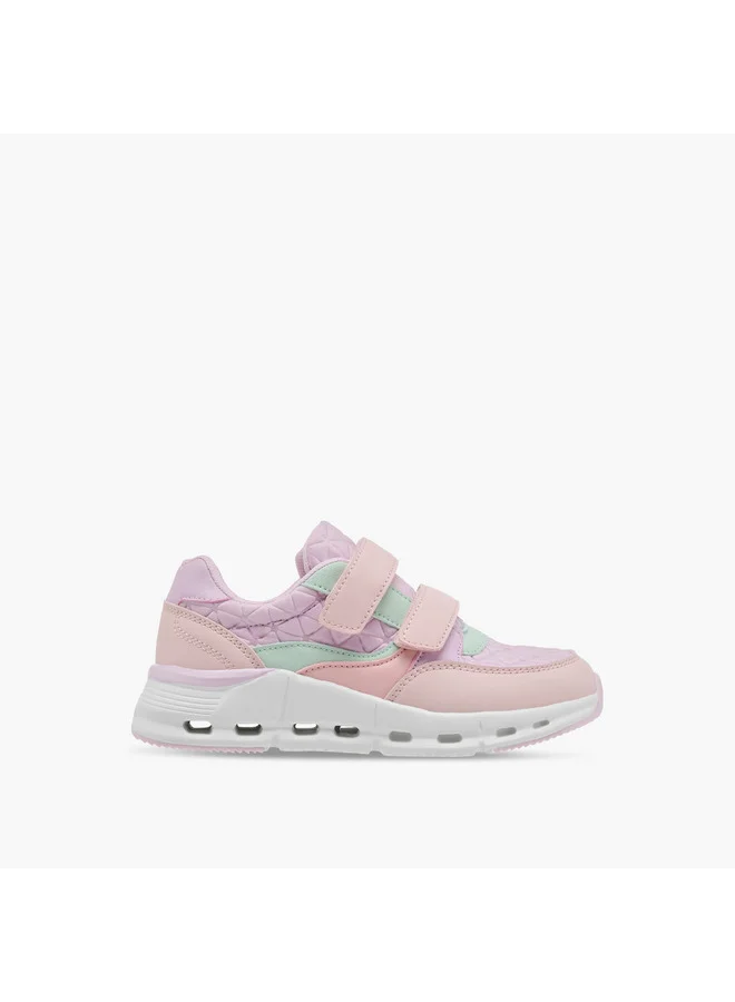 Little Missy Girls Panelled Sneakers with Hook and Loop Closure