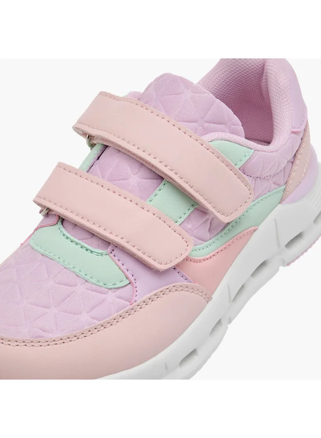 Little Missy Girls Panelled Sneakers with Hook and Loop Closure
