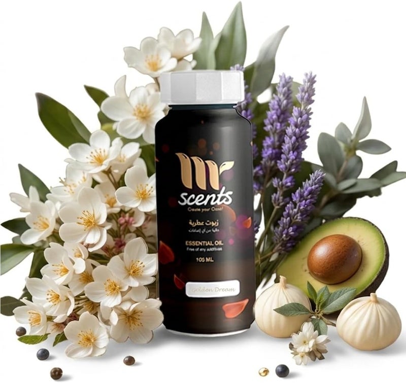 زيت عطري للمنثِرات، زيوت عطرية مركزة لعطر المنزل، المرطبات والمنثِرات الذكية - مستر سينتس (250 مل، حلم ذهبي)