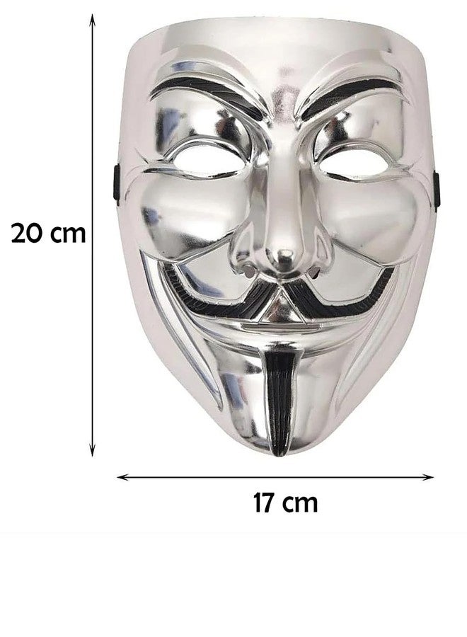 ASBK Multi Color Plastic Cyberpunk Hacker Halloween Christmas and Event Theme party/Cosplay Mask (Silver) - Image 2