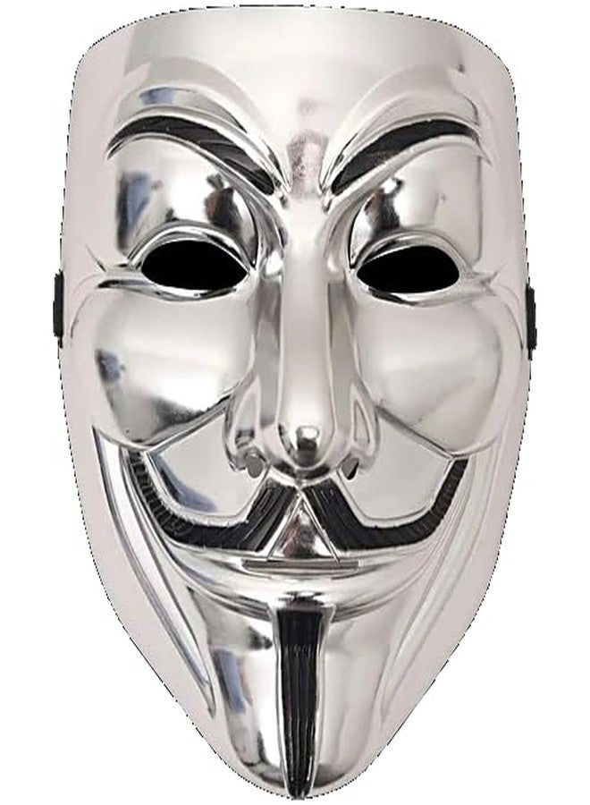 ASBK Multi Color Plastic Cyberpunk Hacker Halloween Christmas and Event Theme party/Cosplay Mask (Silver) - Image 1