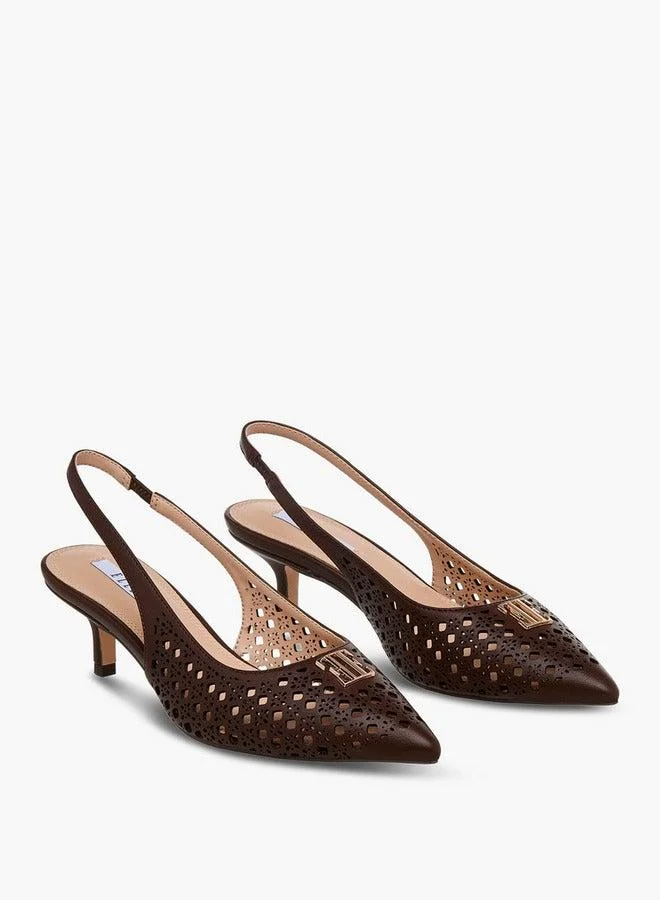 ELLE Women Cutout Accent Slingback Kitten Heel Sandals