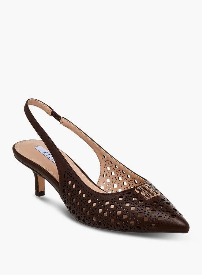 ELLE Women Cutout Accent Slingback Kitten Heel Sandals