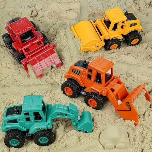 Beestech Construction Toys for 3 Years Old Boys Girls Kids, Friction Powered Construction Truck Toys Vehicles Sand Toys Trucks Excavator, Bulldozer, Road Roller (Colorful 4 Pack) - Image 4