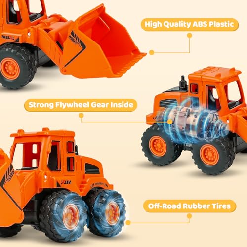 Beestech Construction Toys for 3 Years Old Boys Girls Kids, Friction Powered Construction Truck Toys Vehicles Sand Toys Trucks Excavator, Bulldozer, Road Roller (Colorful 4 Pack) - Image 5