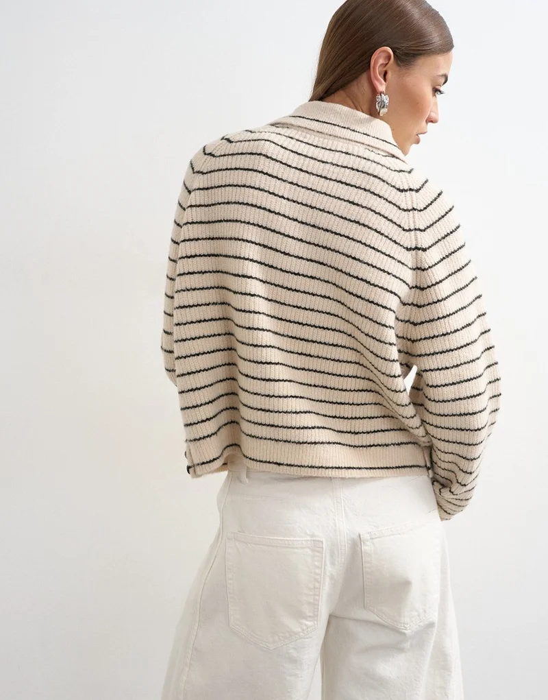 Topshop Knitted Long Sleeve Polo Cardigan