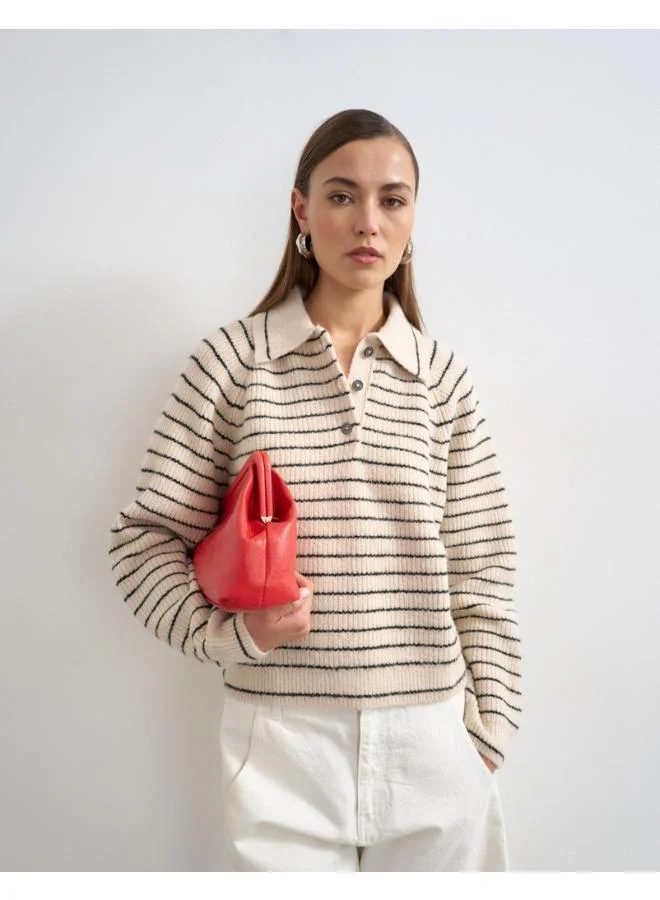 Topshop Knitted Long Sleeve Polo Cardigan