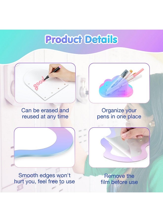 MoKo Locker Accessories Set, 5 In 1 Back To School Supplies College Essentials Includes Magnetic Acrylic Board, Locker Mirror, Markers Holder,Marker Pens And Locker Magnets - Image 4