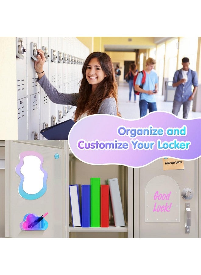 MoKo Locker Accessories Set, 5 In 1 Back To School Supplies College Essentials Includes Magnetic Acrylic Board, Locker Mirror, Markers Holder,Marker Pens And Locker Magnets - Image 5