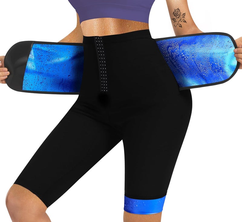 QZSH Sauna Pants Women Sweat Capris Slimming Leggings,Mesh Crotch,High Waist Workout Body Shaper Suits - Image 1