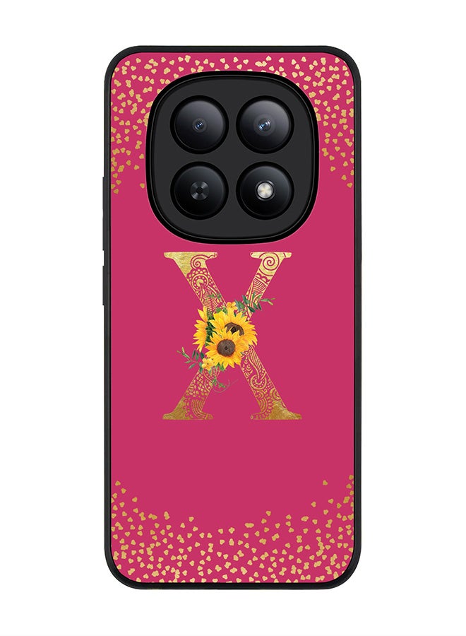 For Xiaomi Redmi Note 15 5G / Poco M8 Case,Slim fit Camera Protection, Shockproof Thin Phone cover  - Custom Floral Monogram - X ( Deep Pink )