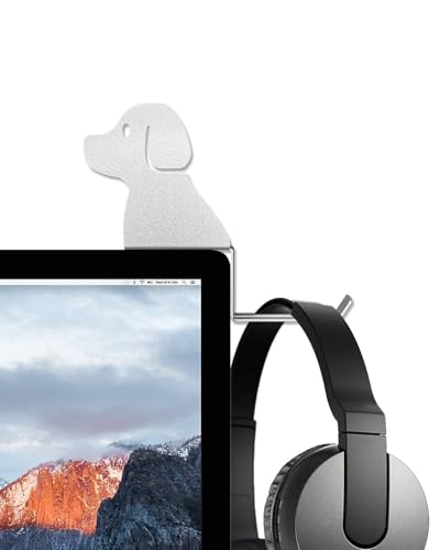 FEYRUN Monitor Stand, Puppy Tail Hook for Headphone, Saves Desk Space and Protects Headphones, Organizer Decorative Hanger for Hanging Keys Cables and More (Silvery) - Image 1