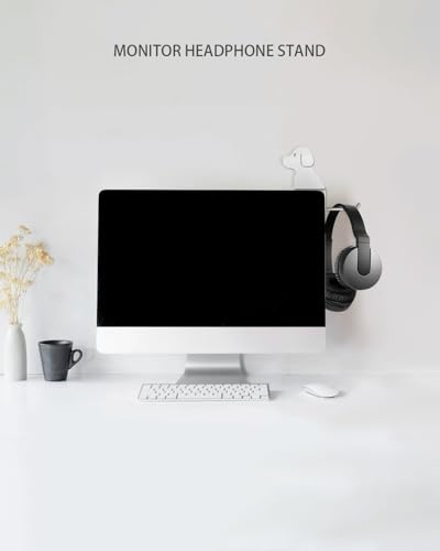 FEYRUN Monitor Stand, Puppy Tail Hook for Headphone, Saves Desk Space and Protects Headphones, Organizer Decorative Hanger for Hanging Keys Cables and More (Silvery) - Image 5