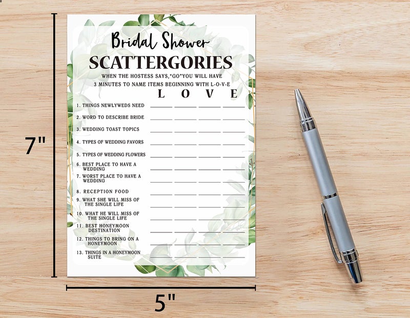 Huastatewolf Bridal Shower Game Cards, Bridal Shower Game, Tropical Jungle Theme Engagement Party Cards For Wedding, Set of 30 Cards(Leaf005) - Image 2