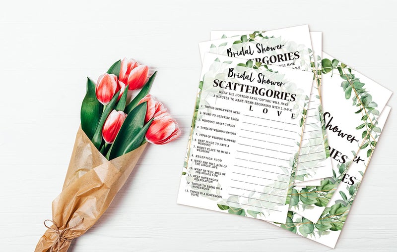 Huastatewolf Bridal Shower Game Cards, Bridal Shower Game, Tropical Jungle Theme Engagement Party Cards For Wedding, Set of 30 Cards(Leaf005) - Image 4