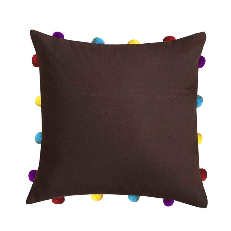 Lushomes Cushion Cover 14x14 Boho Cushion Covers Sofa Pillow Cover Cushion Covers with Tassels Cushion Cover with pom pom 14x14 Inches Set of 5Brown - Image 2