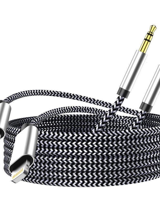 Hatuge Lightning to 3.5mm Aux Cable, Apple MFi Certified Headphone Audio Jack Cord Compatible with iPhone 14 13 12 11 XS XR X SE 8 7 6 5 iPad/iPod to Car Stereo, Speaker (Silver-2Pack) - Image 1